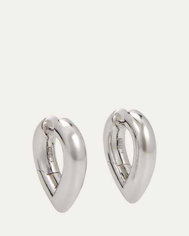 18k White Gold Drop Link Earrings, 28 mm