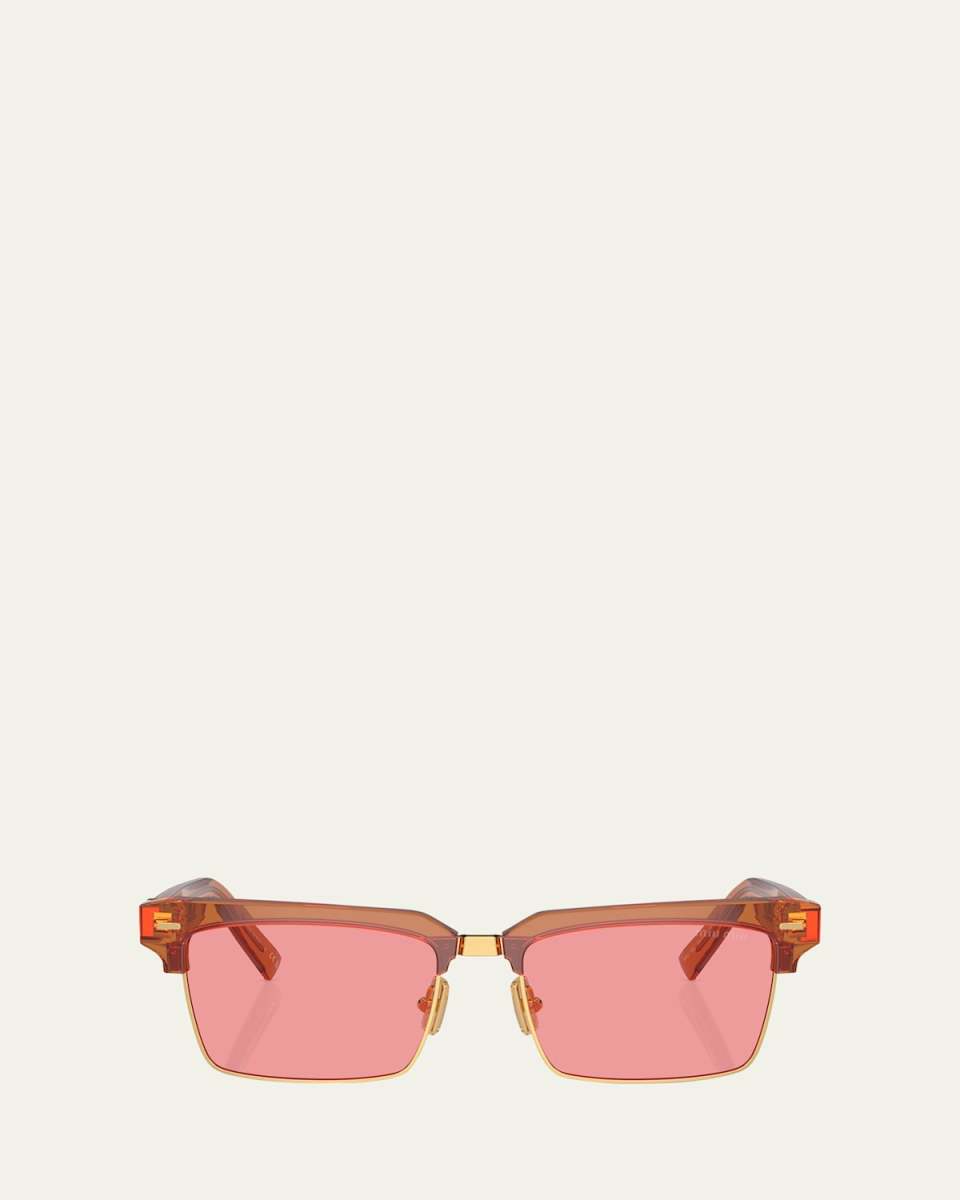 Logo Mixed-Media Square Sunglasses