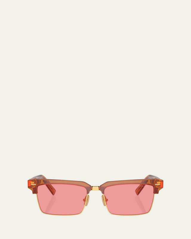 Logo Mixed-Media Square Sunglasses