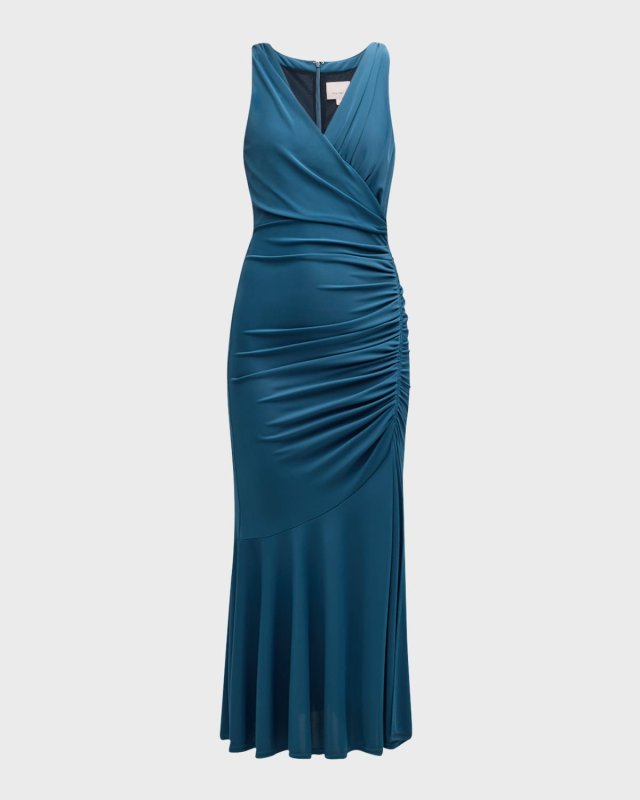 Mika Gathered Fit-and-Flare Midi Dress