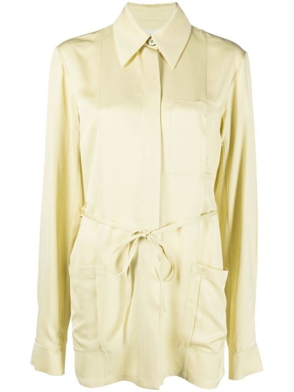 tie-waist satin shirt
