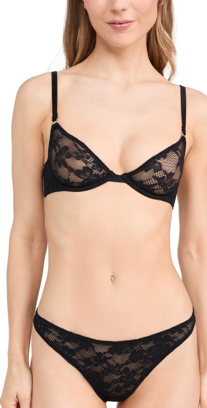 Fleur du Mal Le Stretch Lace Demi Bra Black