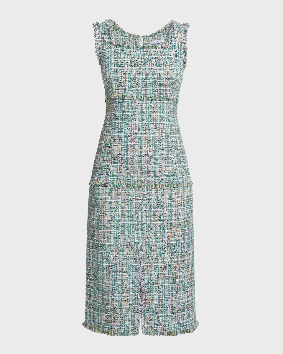 Faye Fringe-Trim Tweed Midi Dress