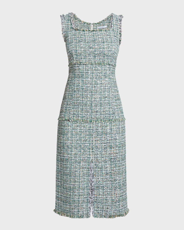 Faye Fringe-Trim Tweed Midi Dress