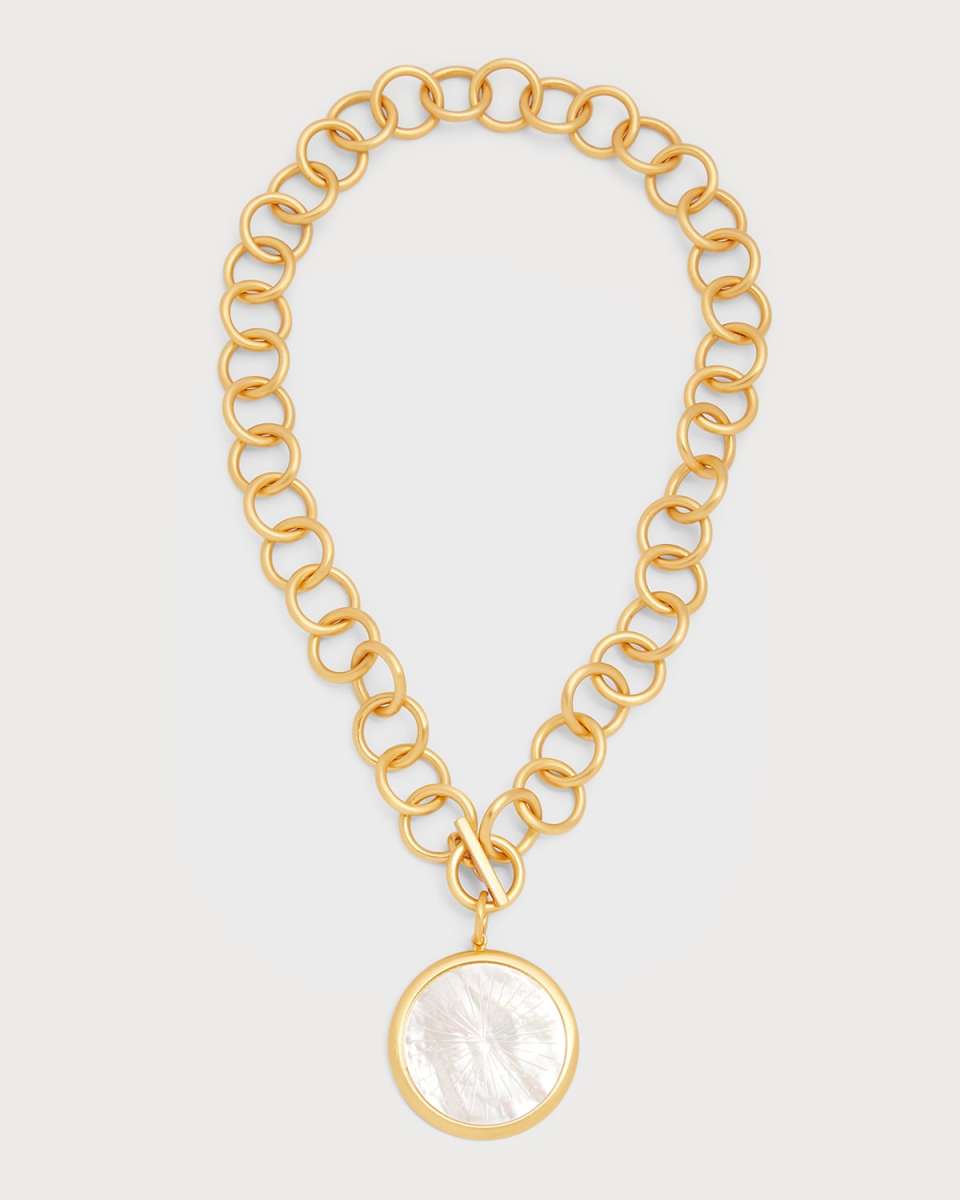 Starburst Mother-Of-Pearl Toggle Pendant Necklace