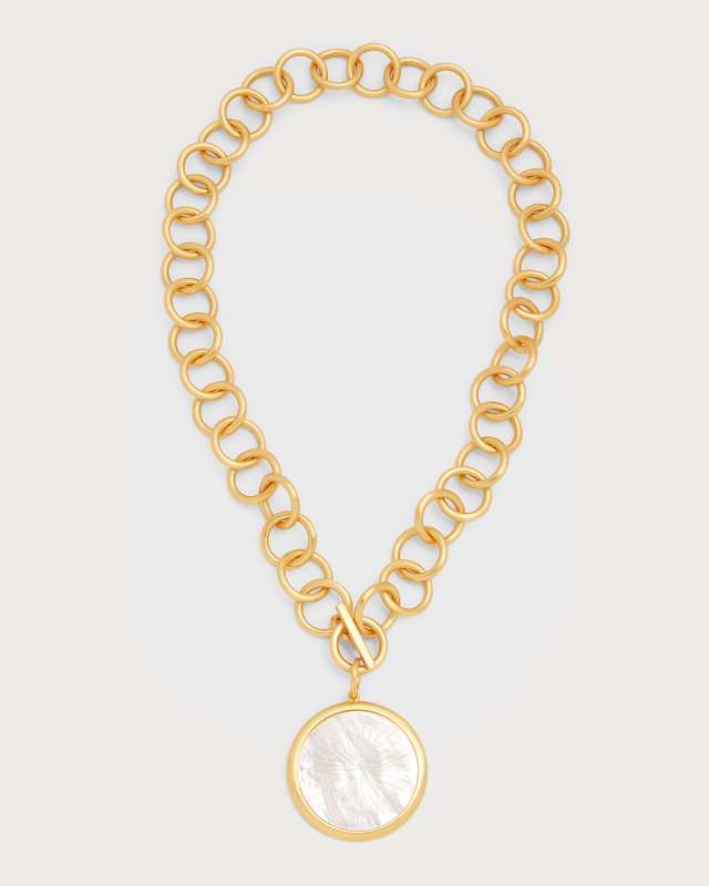Starburst Mother-Of-Pearl Toggle Pendant Necklace