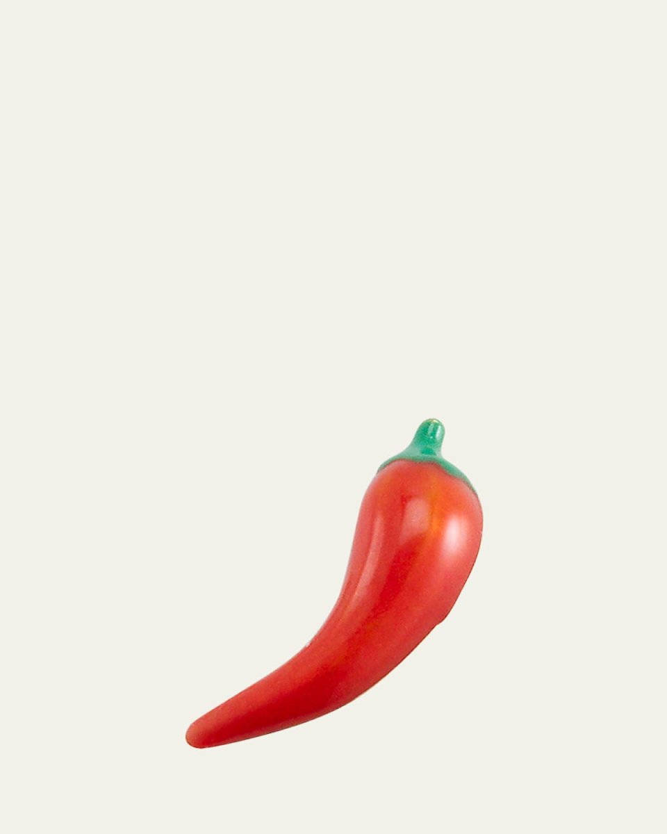 14K Yellow Gold Chili Pepper Stud Earring, Single