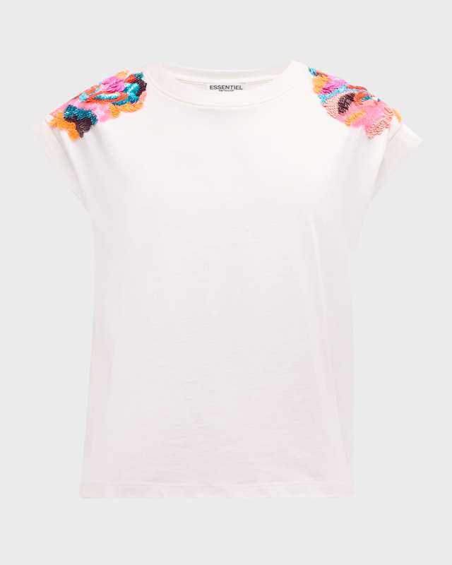 Fequins Sequin-Embroidered Short-Sleeve Organic Cotton T-Shirt