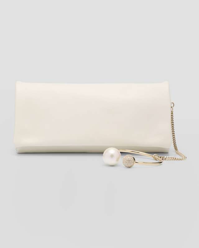 Xandra Pearly Crystal Leather Wristlet
