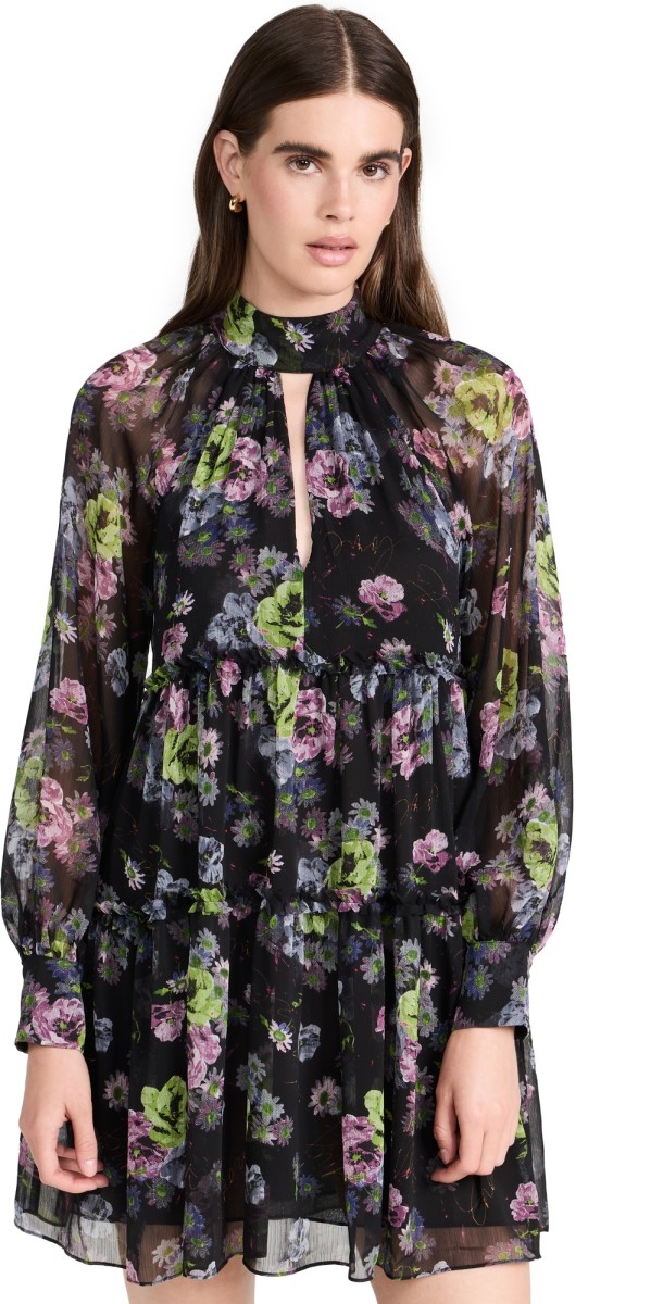 Cinq à Sept Midnight Bloom Revina Dress Midnight Multi