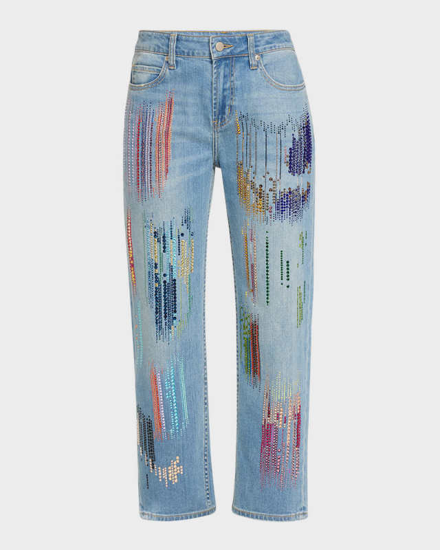 FWB Boyfriend Jeans with Crystal Detai