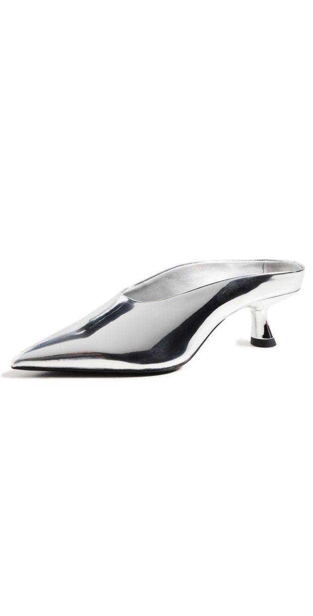 SIMONMILLER Chrome Pointed Gala Mules Silver