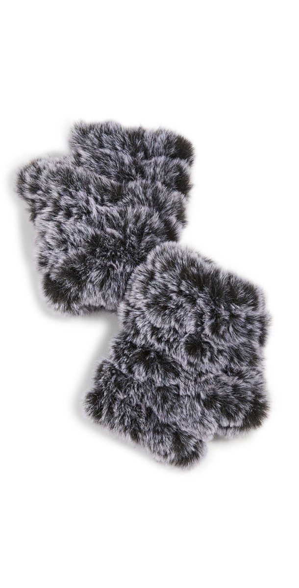 Jocelyn Snowtop Faux Fur Knitted Mandy Mittens Black/White
