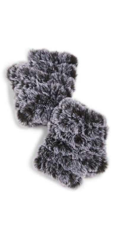 Jocelyn Snowtop Faux Fur Knitted Mandy Mittens Black/White