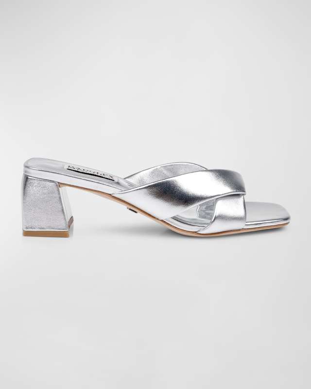 Briella Metallic Block-Heel Mule Sandals