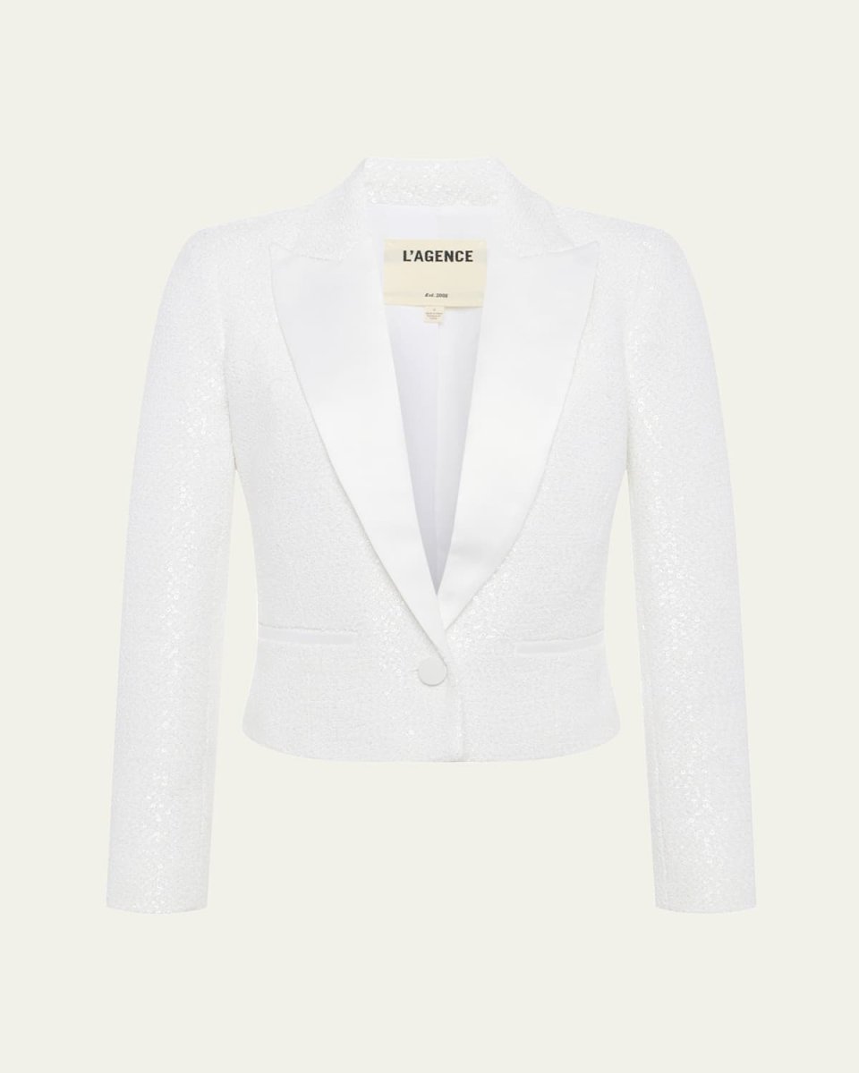 Scarlet Sequined Tweed Cropped Blazer