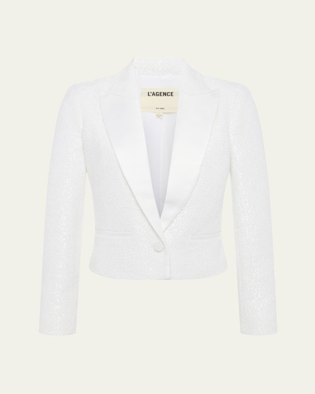Scarlet Sequined Tweed Cropped Blazer