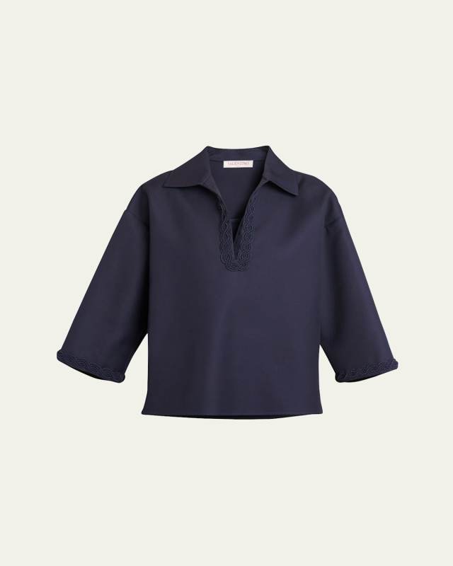 Johnny Beaded-Trim Oversized Top