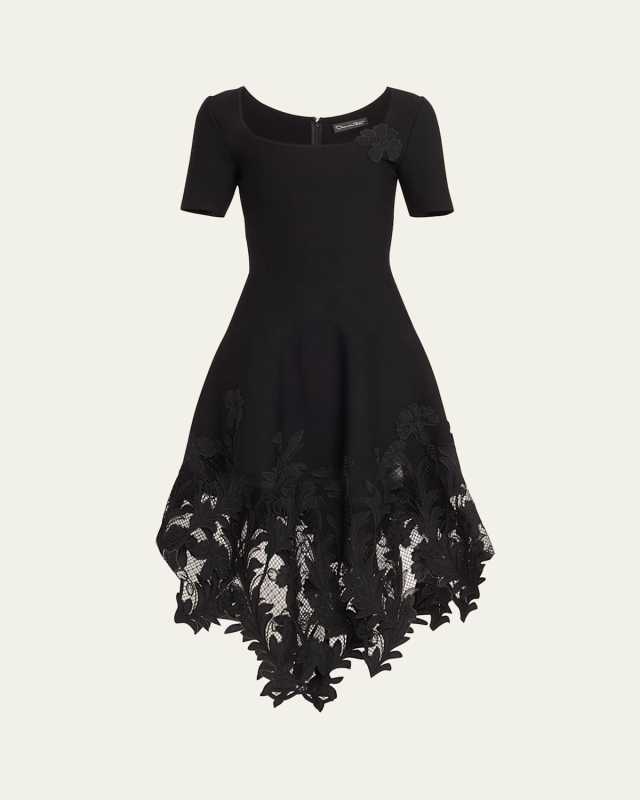Marbled Carnation Guipuire Knit Midi Dress