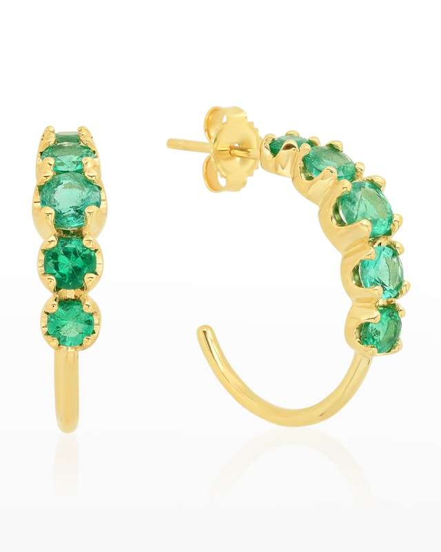 Graduated Emerald Small Hoop Earrings