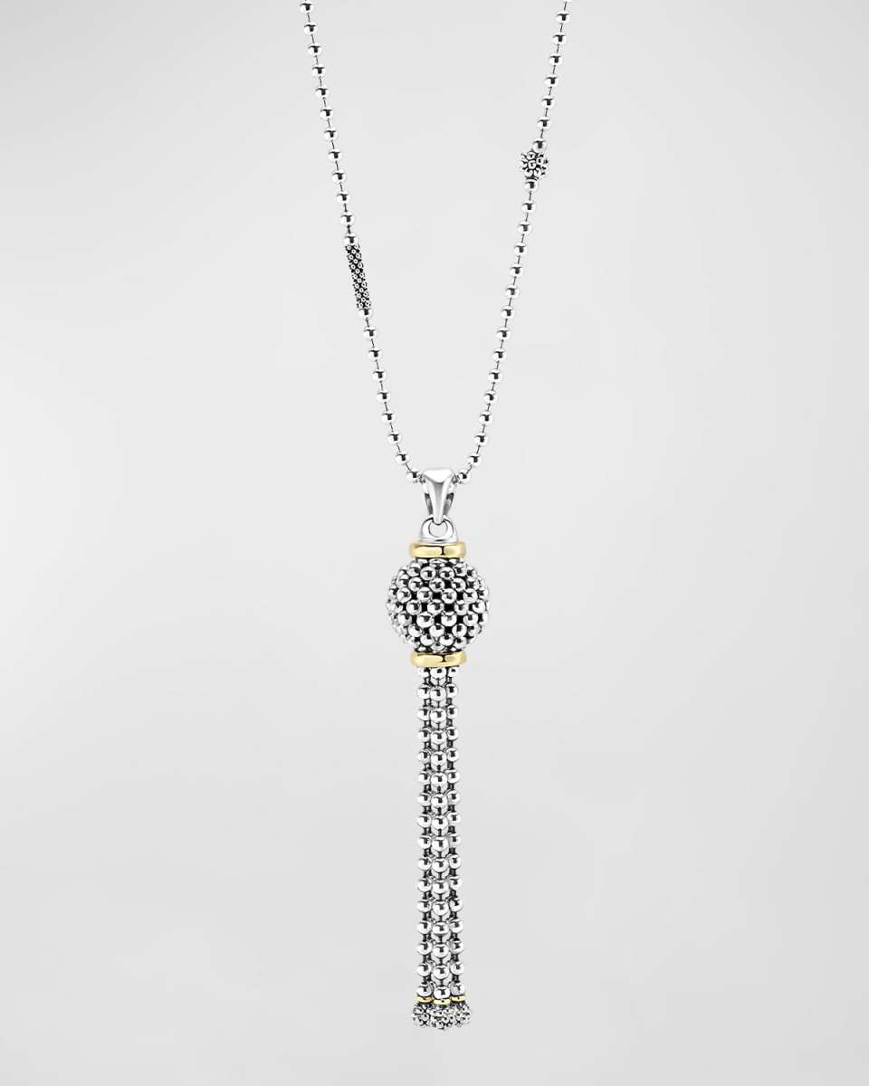 Sterling Silver Caviar Tassel Necklace