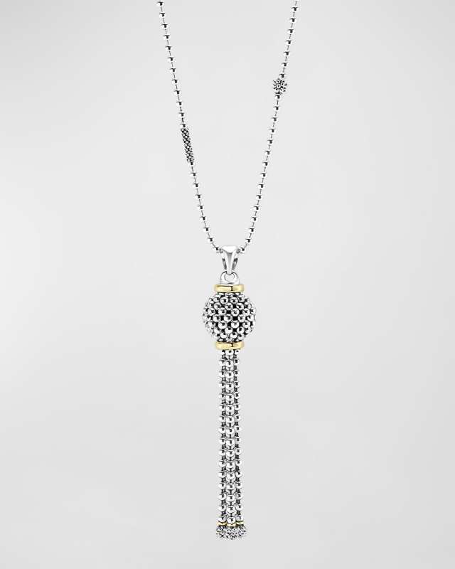 Sterling Silver Caviar Tassel Necklace