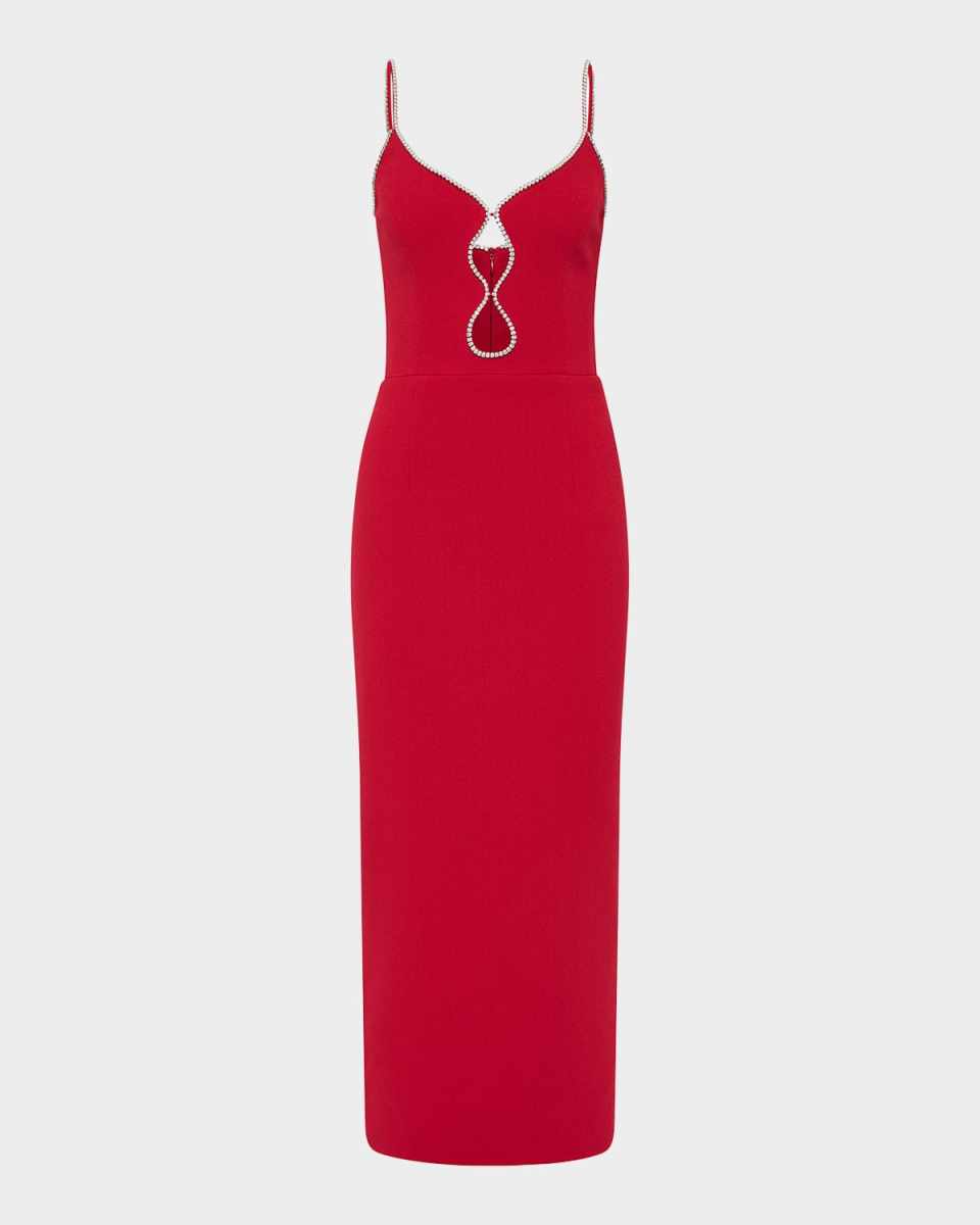 Akari Crystal-Trim Cutout Midi Dress