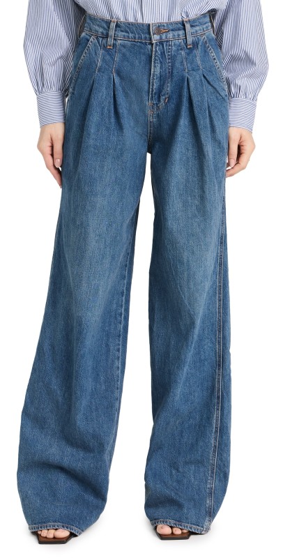 Veronica Beard Jean Mia Wide Leg with Double Pleat Jeans Vintage Globetrotter