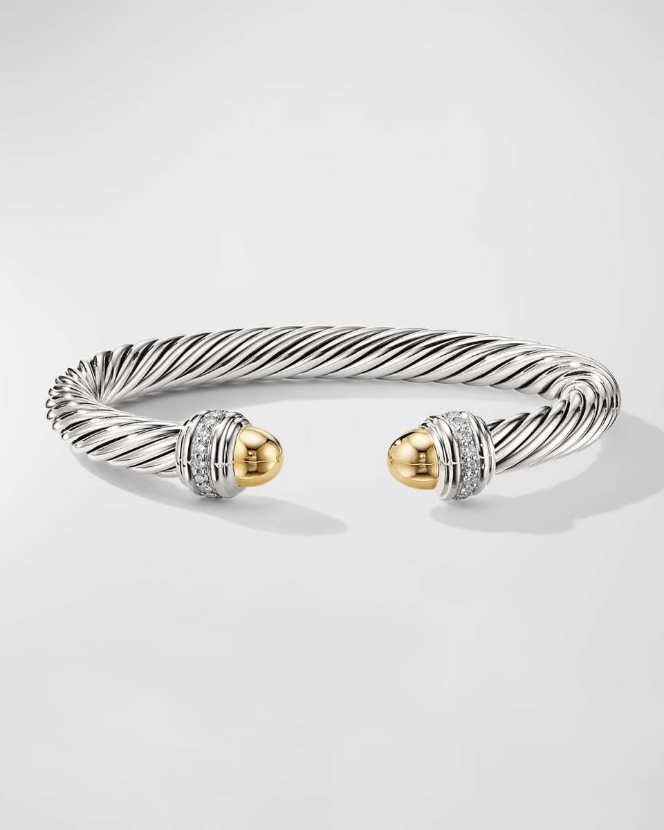 Cable Bracelet w/ Diamonds & 14k Gold