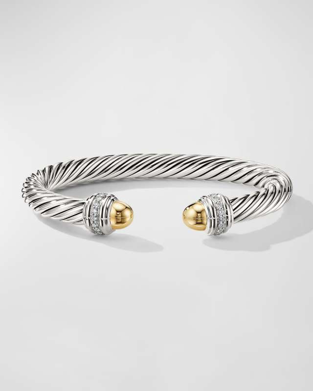 Cable Bracelet w/ Diamonds & 14k Gold