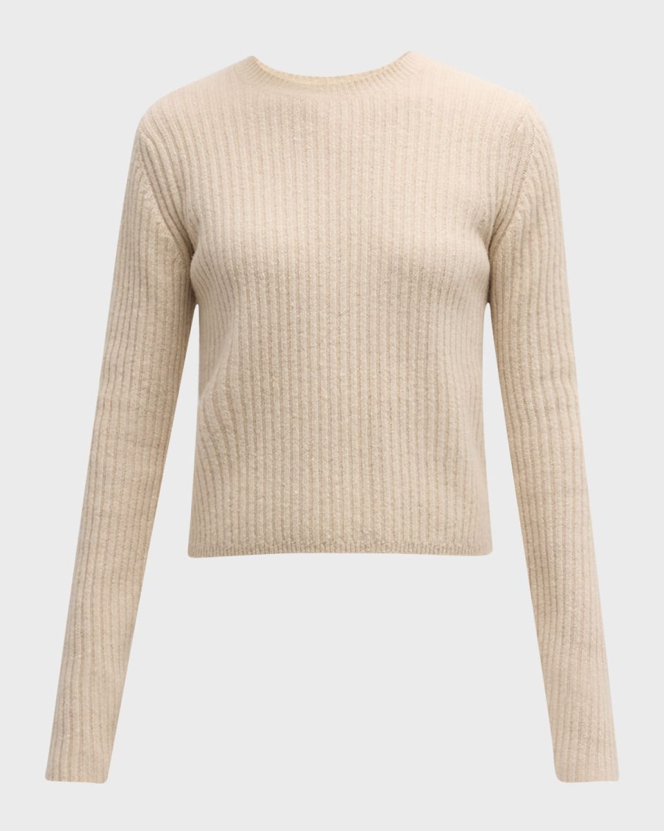 Wool-Cashmere Rib Knit Sweater