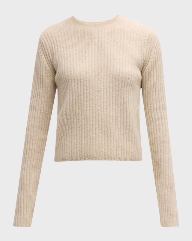 Wool-Cashmere Rib Knit Sweater