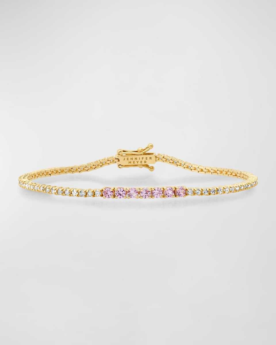 18k Yellow Gold Pink Sapphire and Diamond Bracelet