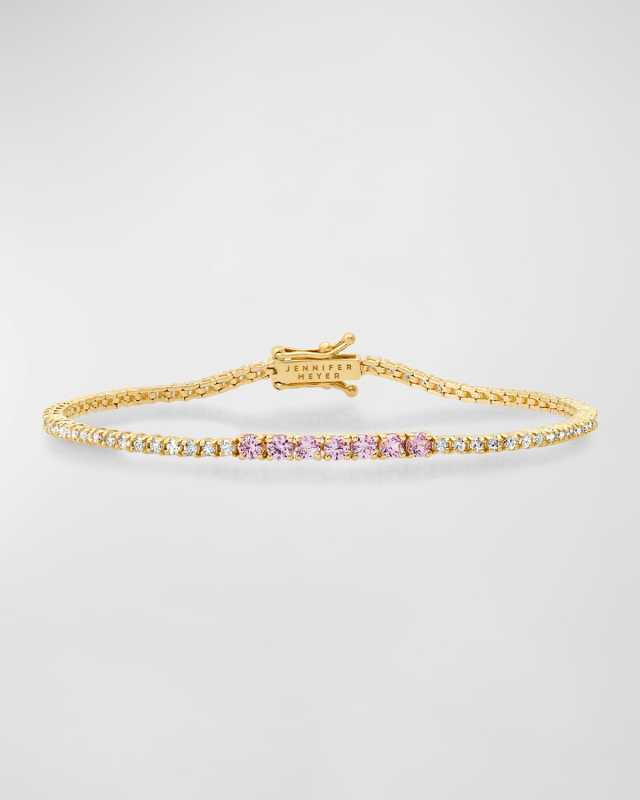 18k Yellow Gold Pink Sapphire and Diamond Bracelet