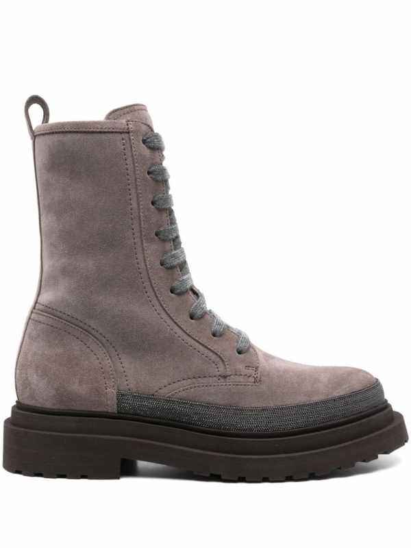 Monili-detail suede boots