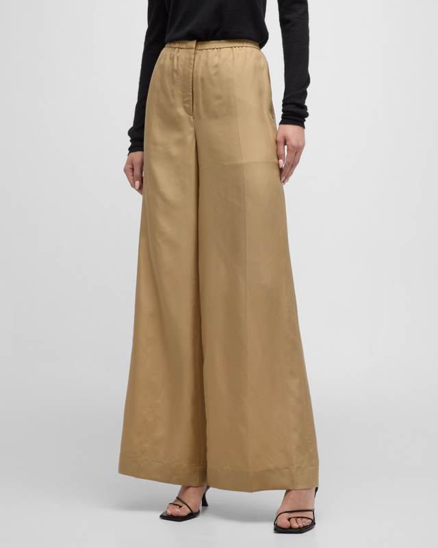 Thoresby Wide-Leg Habotai Silk Trousers