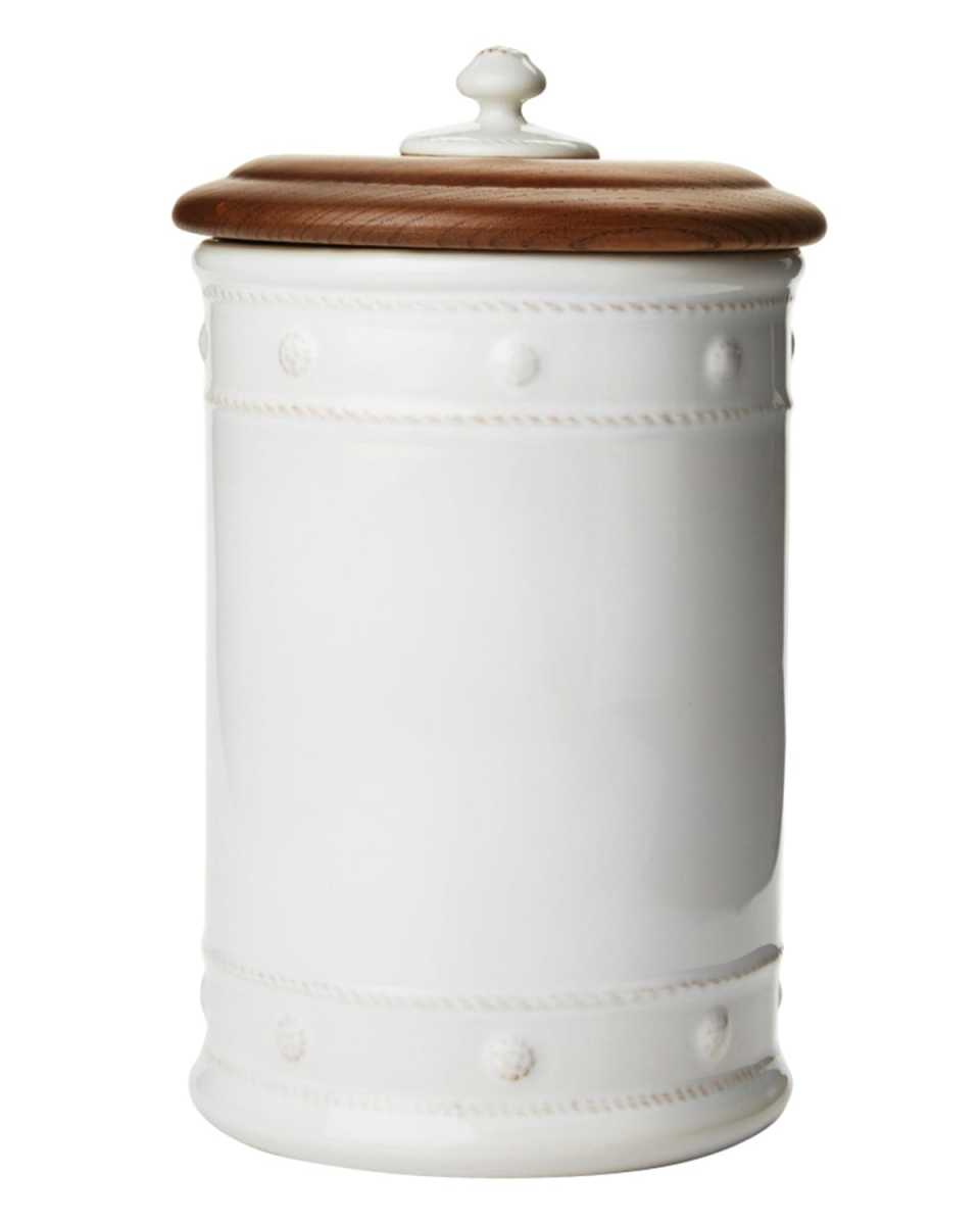 Berry & Thread 11.5" Canister with Wooden Lid - Whitewash