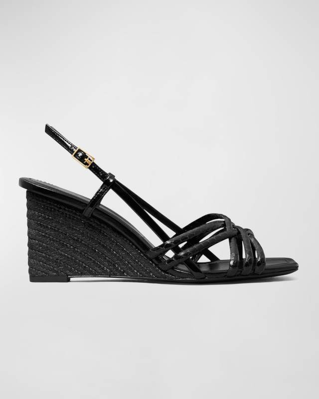 Snakeskin Multi-Strap Slingback Wedge Sandals