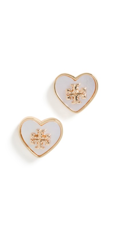 Tory Burch Kira Heart Studs Tory Gold/Mother of Pearl