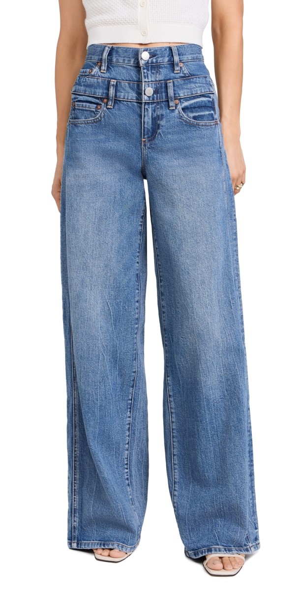 alice + olivia Double Waistband Cool Jeans Brooklyn Blue