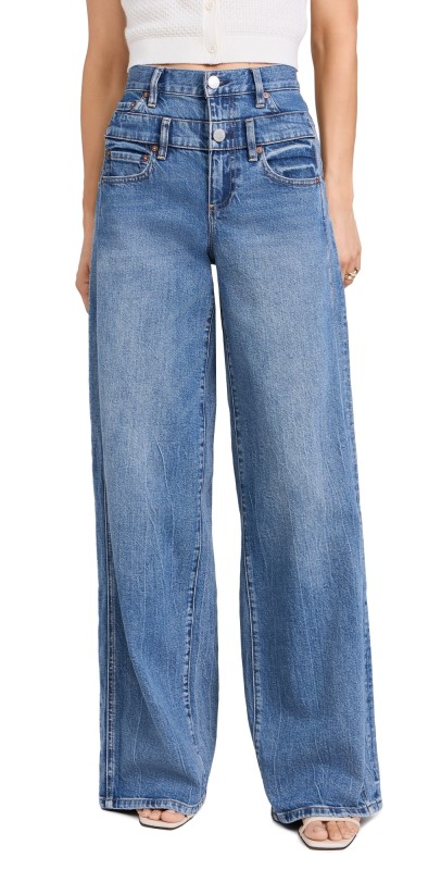 alice + olivia Double Waistband Cool Jeans Brooklyn Blue