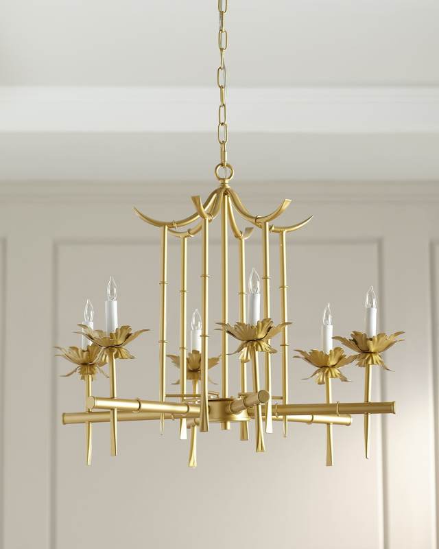 Bamboo-Motif 6-Light Chandelier