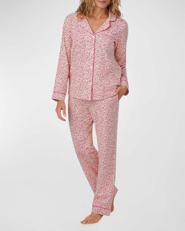 Floral-Print Long Cotton Jersey Pajama Set