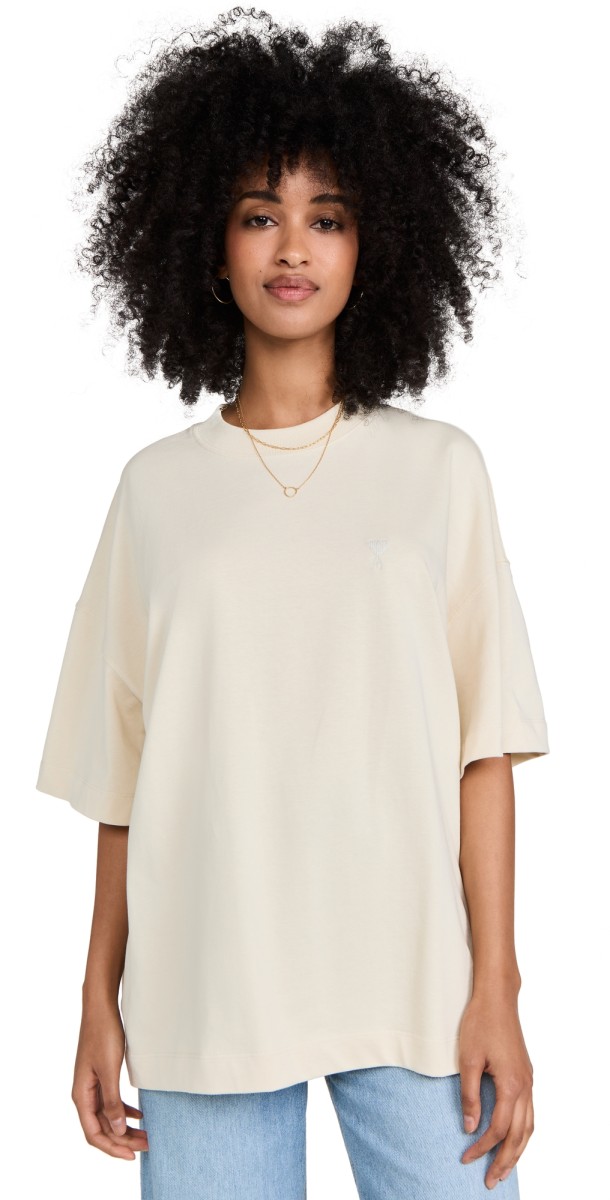 AMI Tonal Small ADC T-Shirt Off White