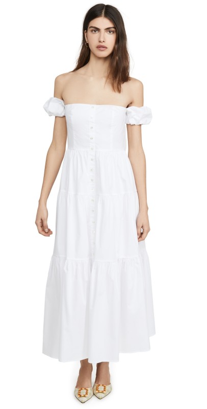STAUD Elio Dress White