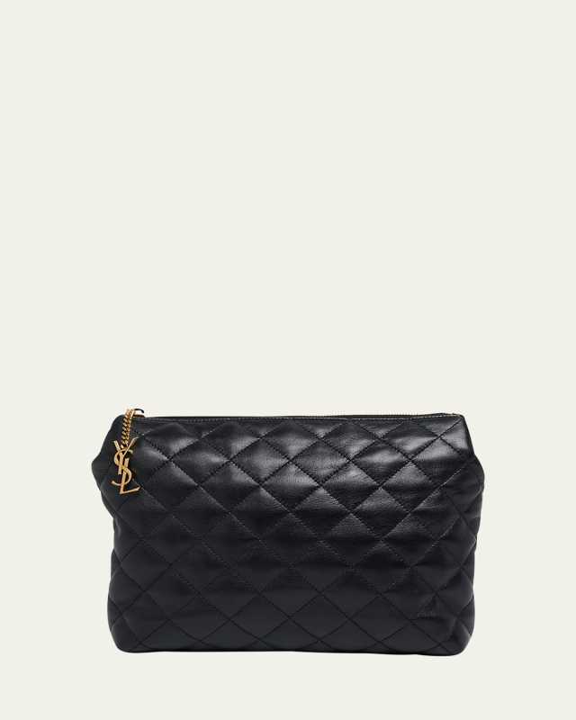 Large Cosmetic Pouch in Lambskin Leather