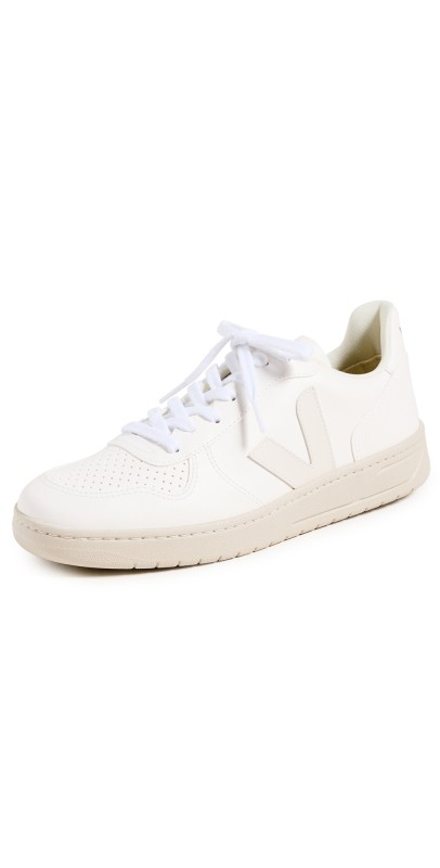 Veja V-10 Laceup Sneakers Full White