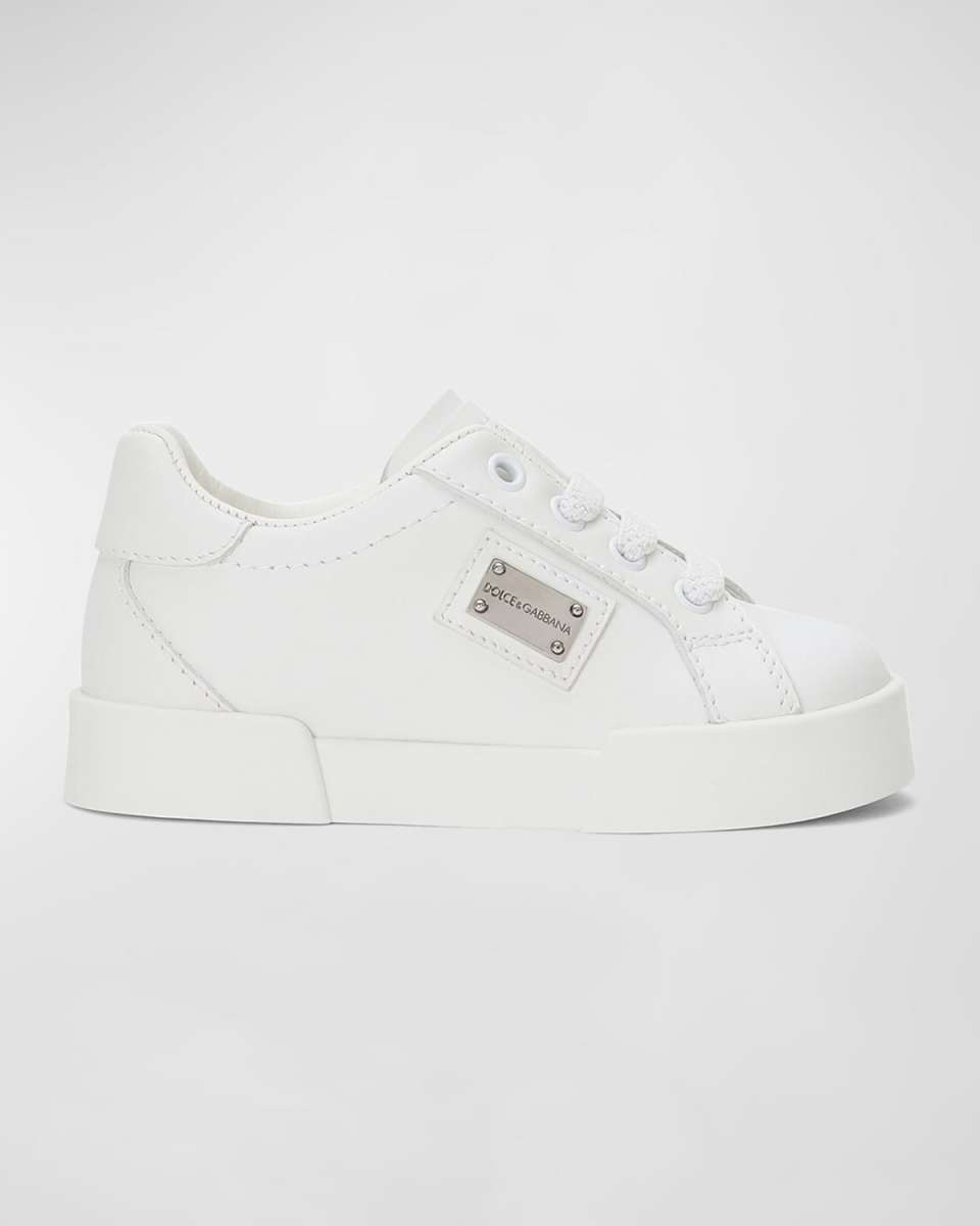 Kid's Logo Plaque Leather Sneakers, Toddlers