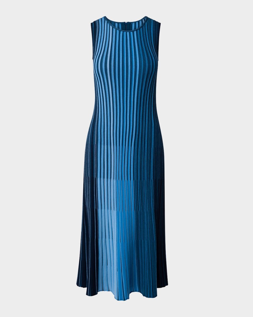 Stripe Detail Wool Midi Dress