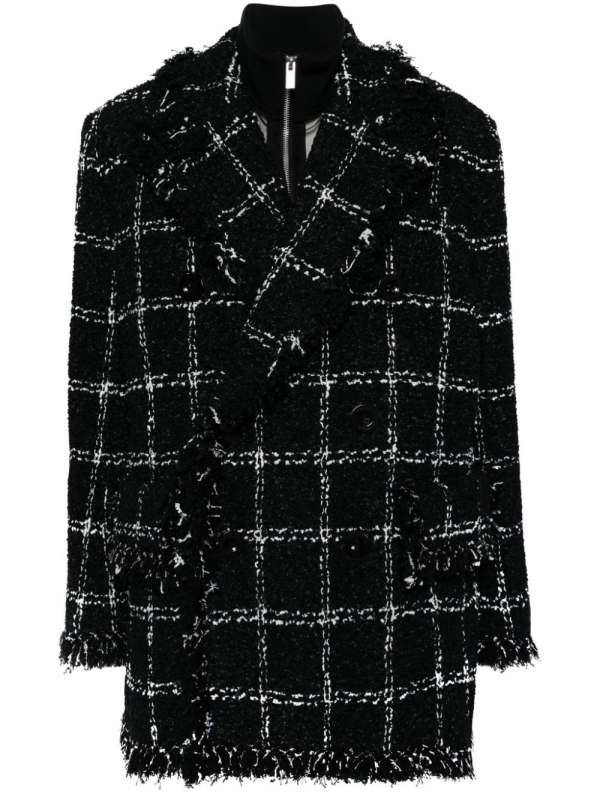 fringed-edge tweed jacket